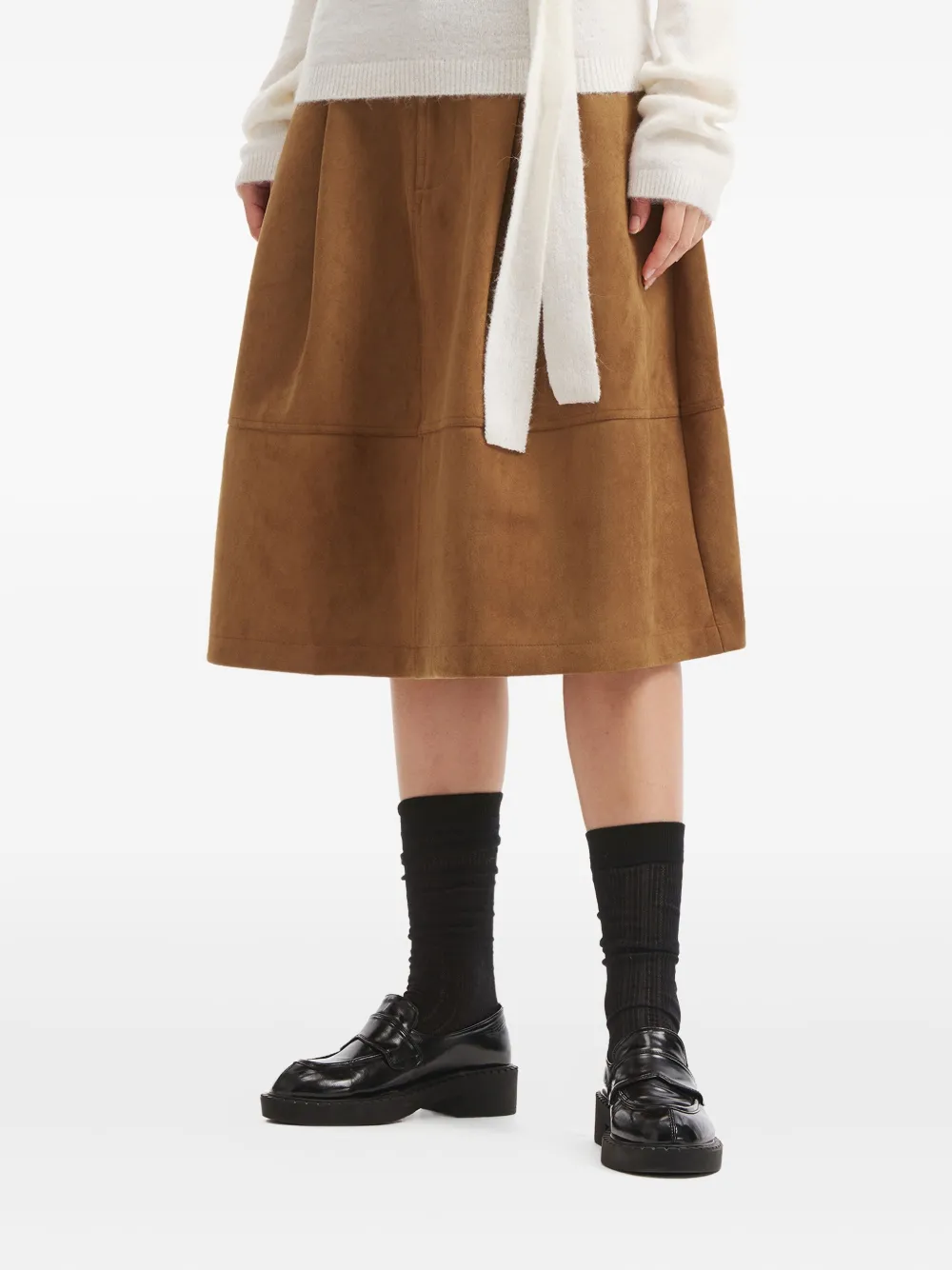 b+ab Midi-rok met vlakken Bruin