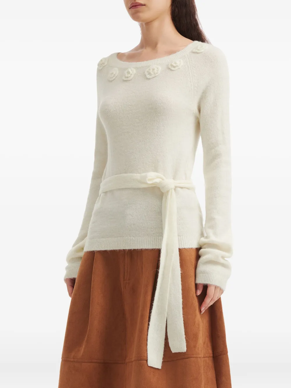 b+ab Trui met ceintuur Beige