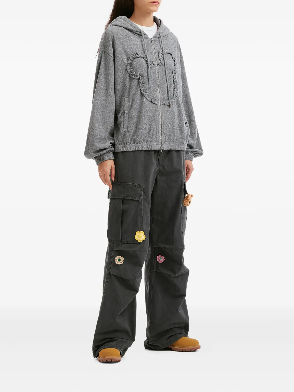 Mini Cream Zip Sweatshirt In Gray