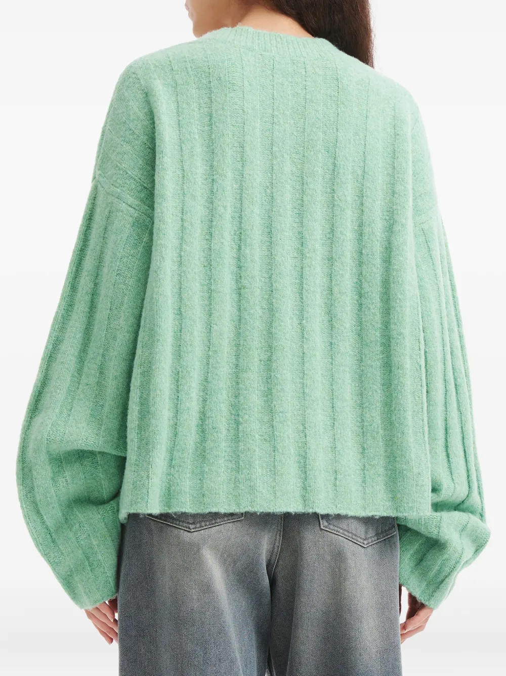 Tout A Coup V-neck Ribbed Sweater In Green