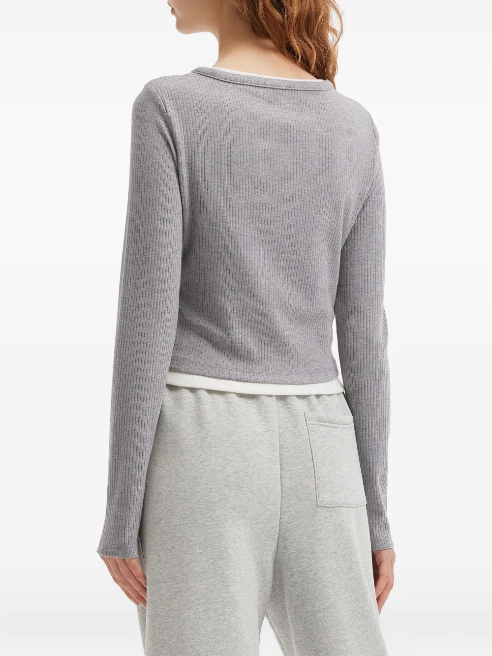 Tout A Coup Round-neck Ribbed Sweater In Gray