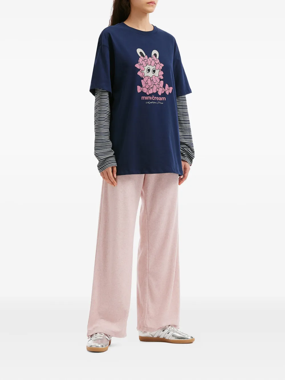 Mini Cream lace-trim trousers - Roze