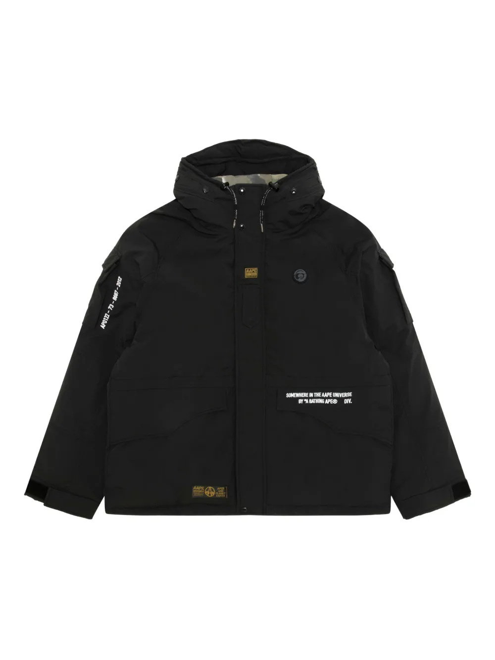 Aape By A Bathing Ape Hooded Patch-detail Jacket In Black