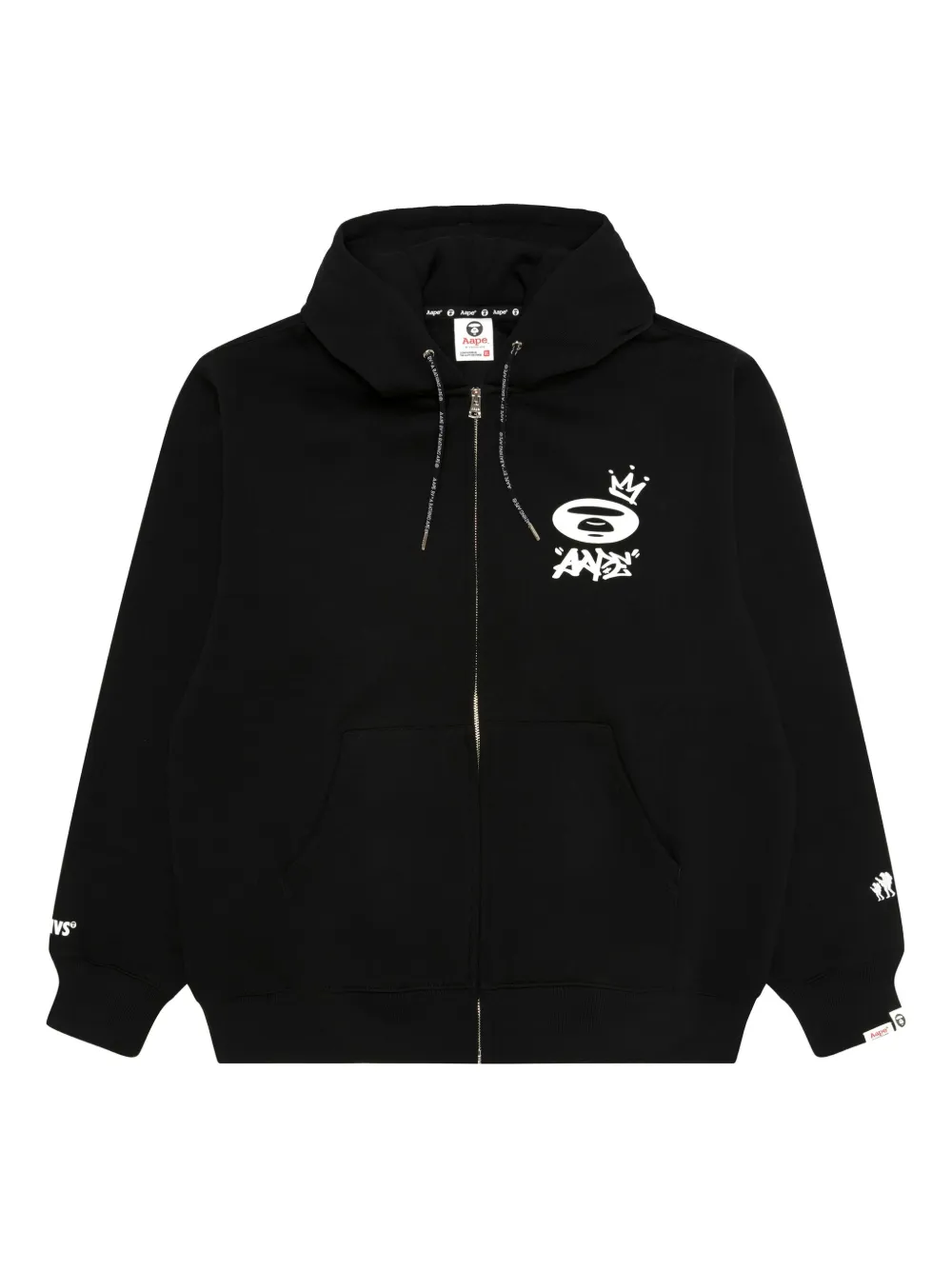 AAPE BY *A BATHING APE® logo-detail zip-up hoodie | Black | Image 1