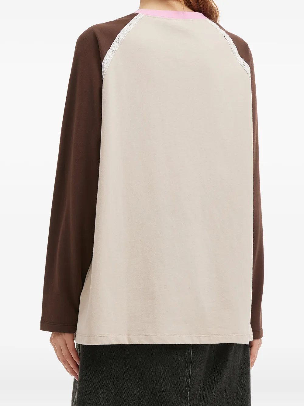 Mini Cream Long-sleeve Graphic-design T-shirt In Neutral