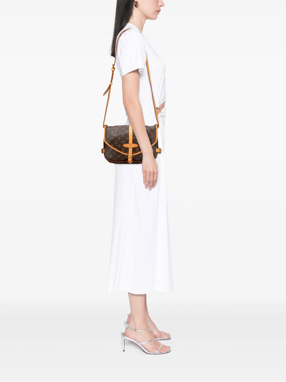 Pre-owned Louis Vuitton 2008 Monogram Saumur 30 Crossbody Bag In Brown