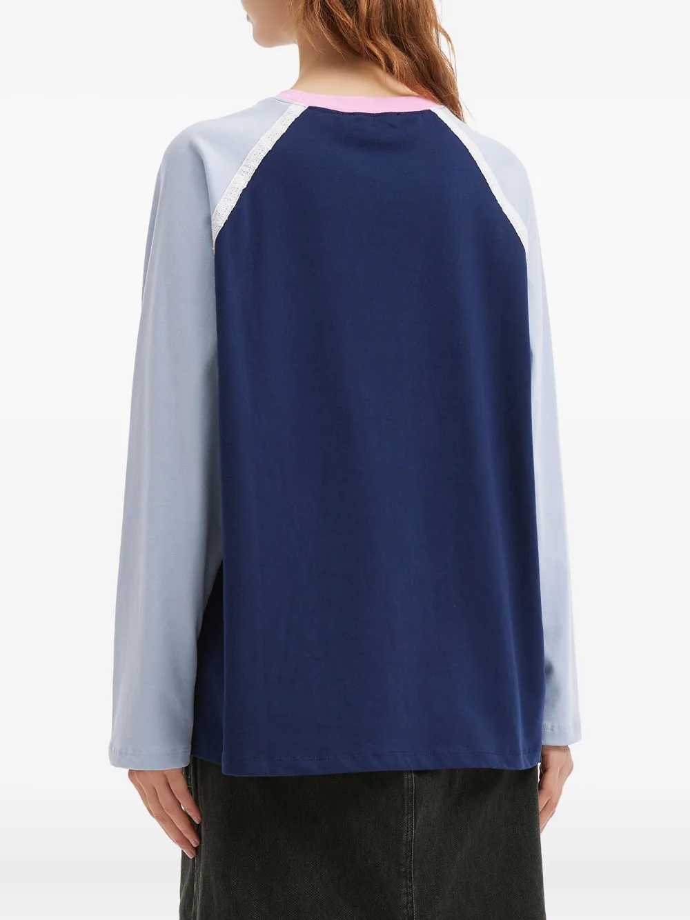 Mini Cream Raglan Printed Top In Blue