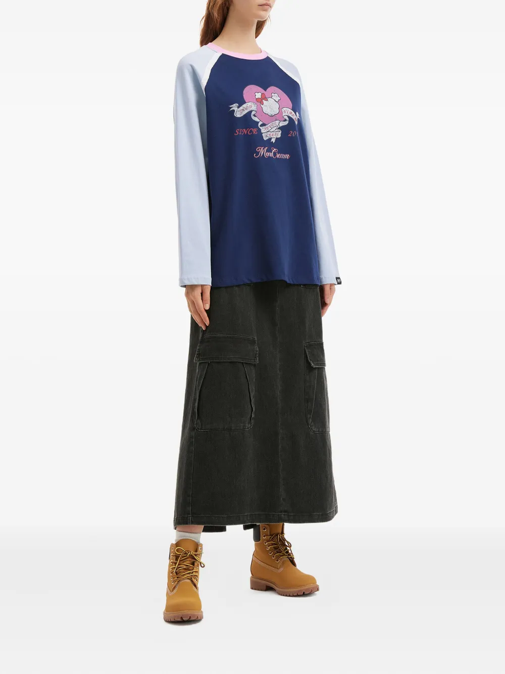 Mini Cream raglan printed Top | T-Shirts & Jersey Shirts | Image 2