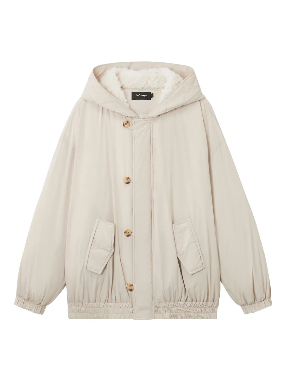 Tout A Coup Hooded Button-fastening Jacket In Neutral