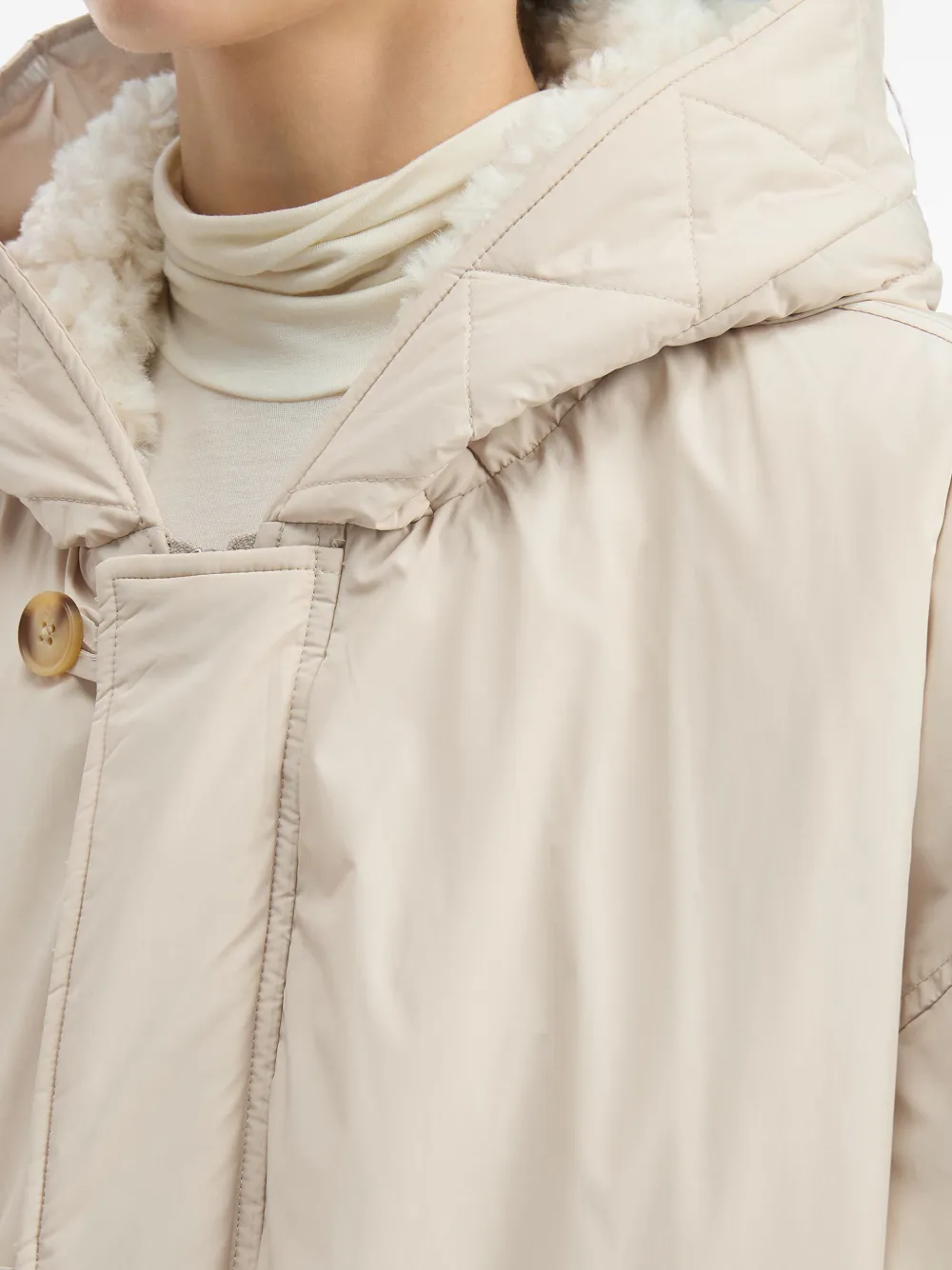 Tout A Coup Hooded Button-fastening Jacket In Neutral