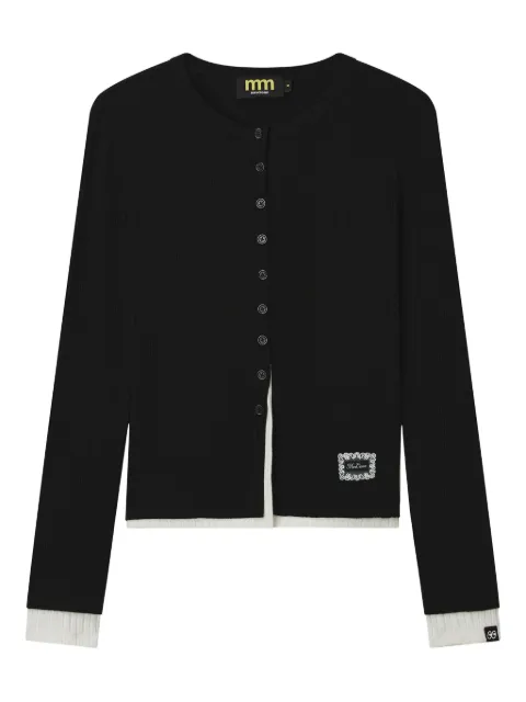 Mini Cream cárdigan de canalé con botones