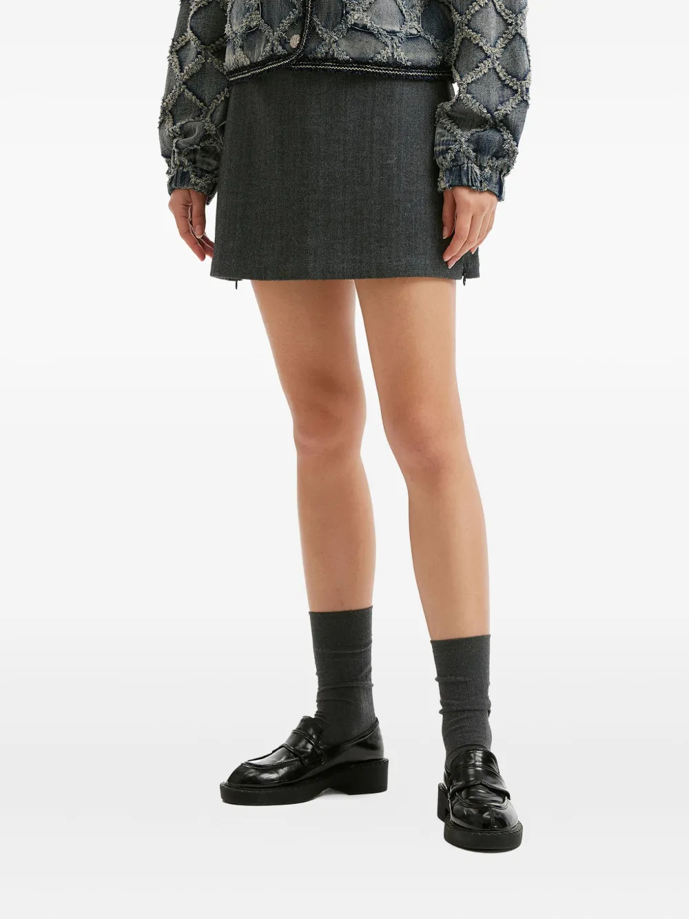 B+ab Zip Mini Skirt In Gray