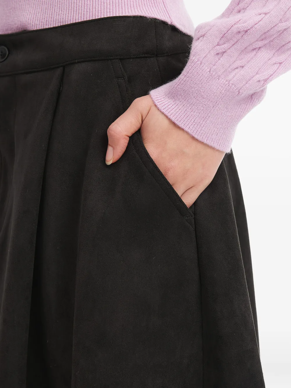 b+ab Midi-rok met vlakken en zak Zwart