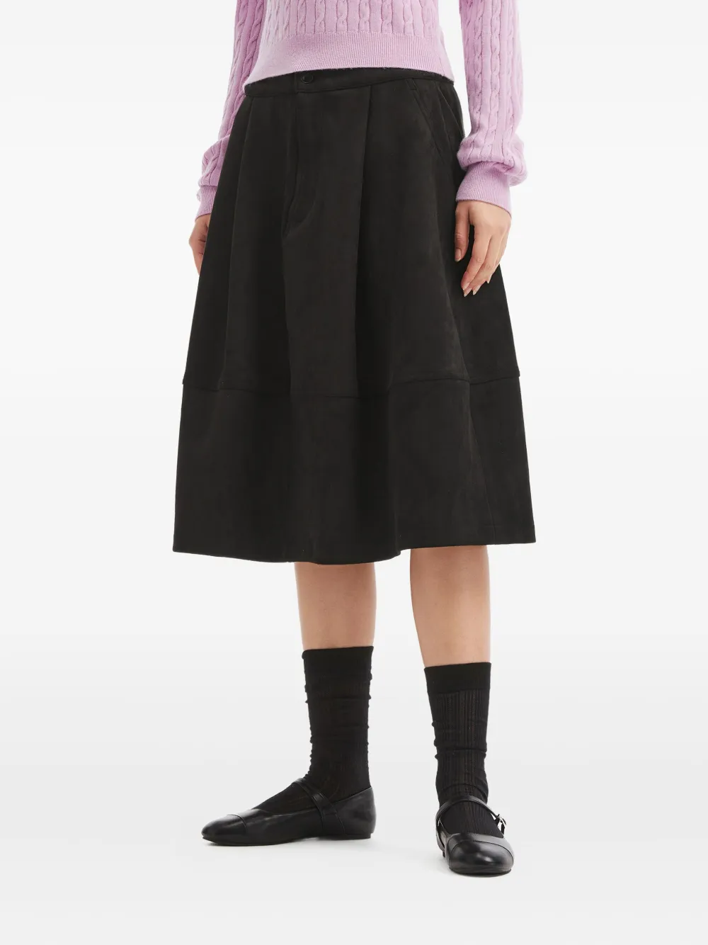 b+ab Midi-rok met vlakken en zak Zwart