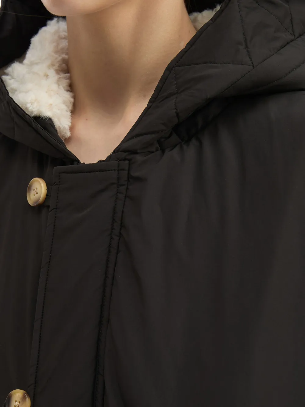 Tout A Coup Button-fastening Hooded Jacket In Black