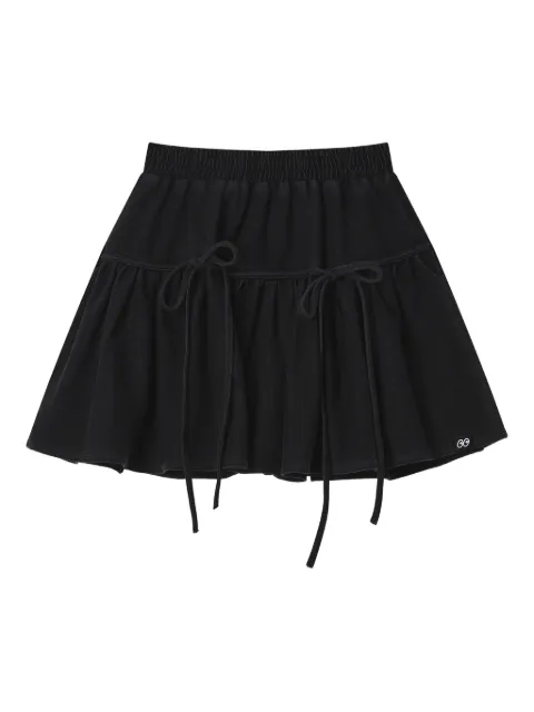 Mini Cream tiered tie mini skirt