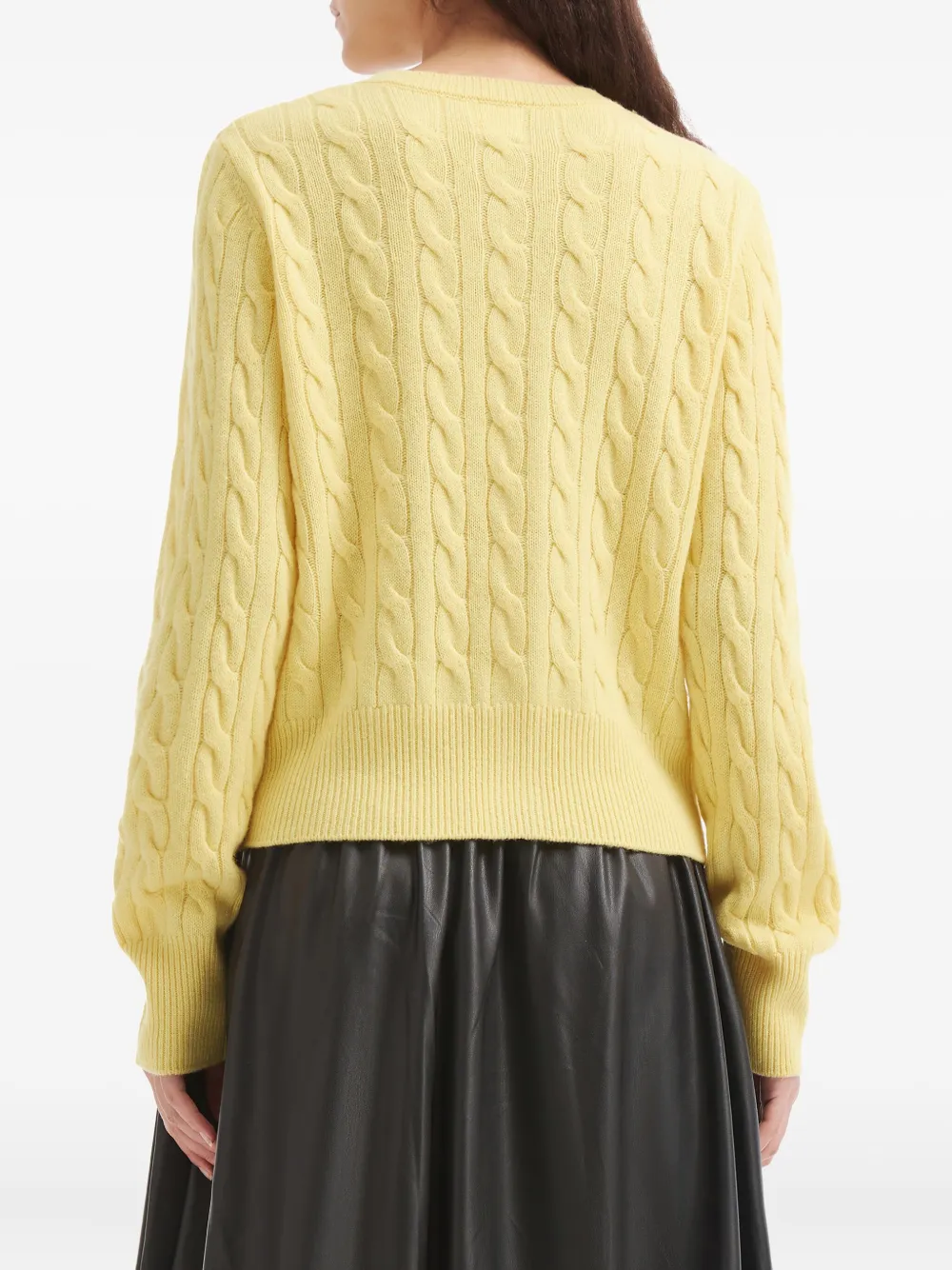 b+ab Kabelgebreid vest met knopen Geel