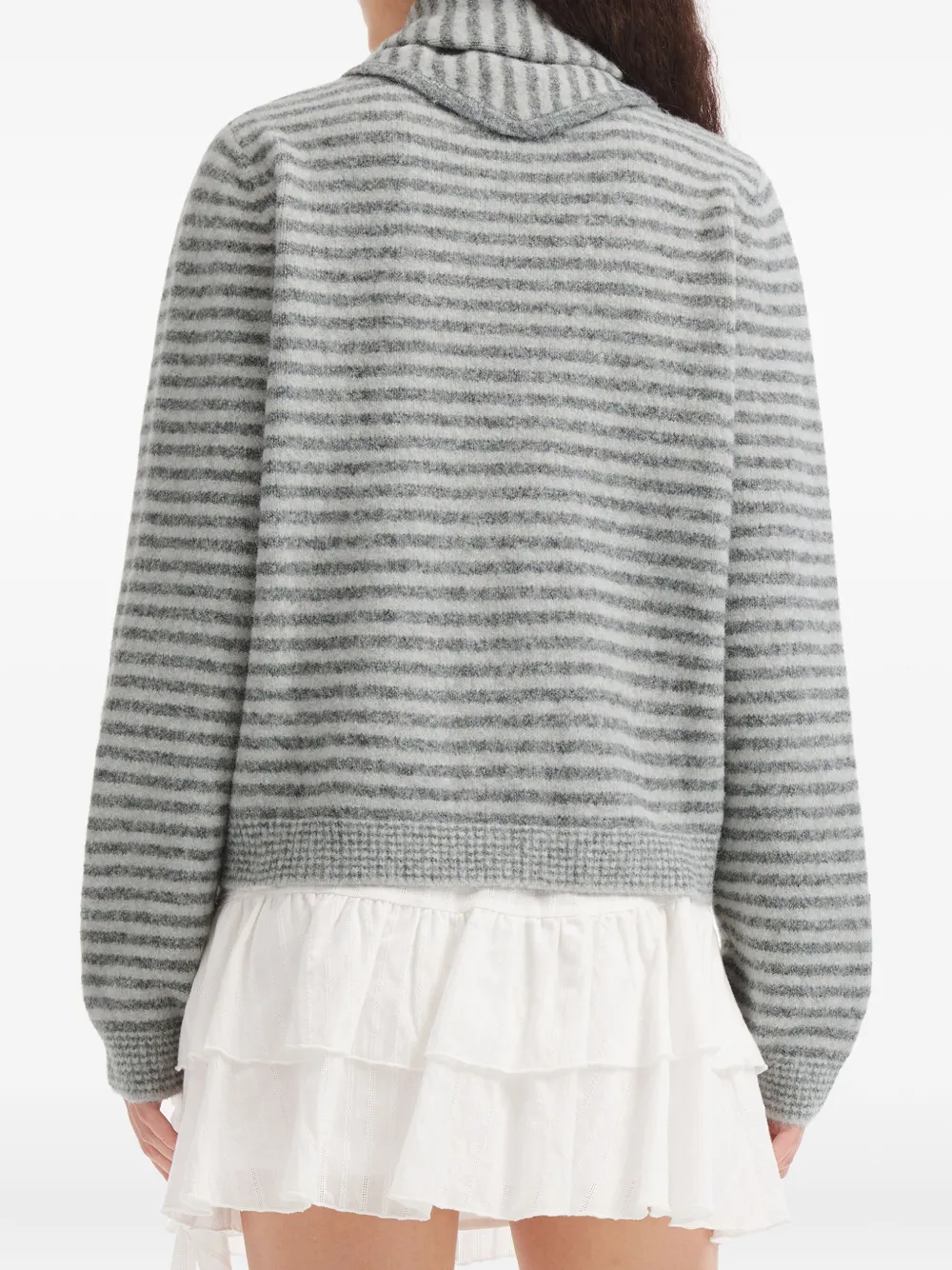 Tout A Coup Striped Button Cardigan In Gray
