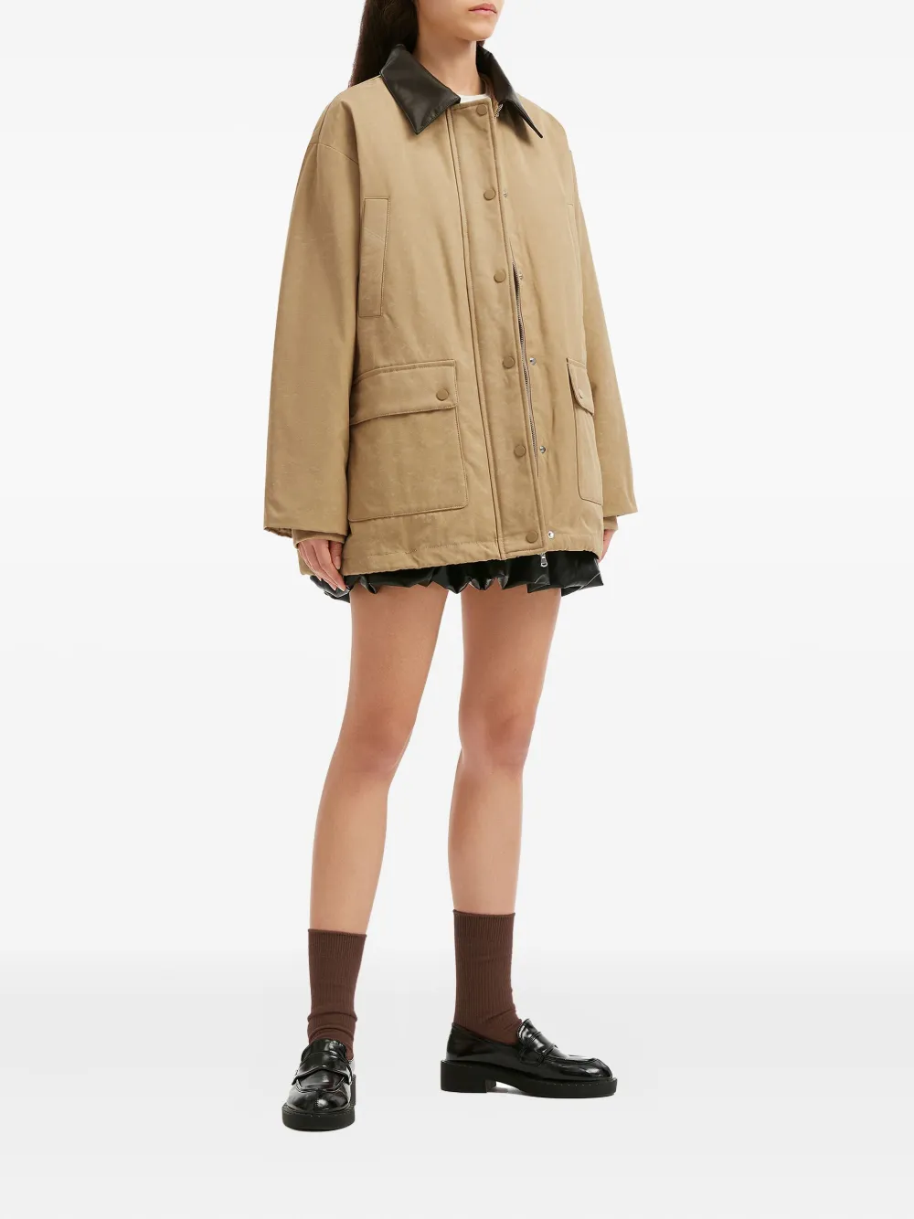 B+ab Collared Front-pockets Jacket In Neutral