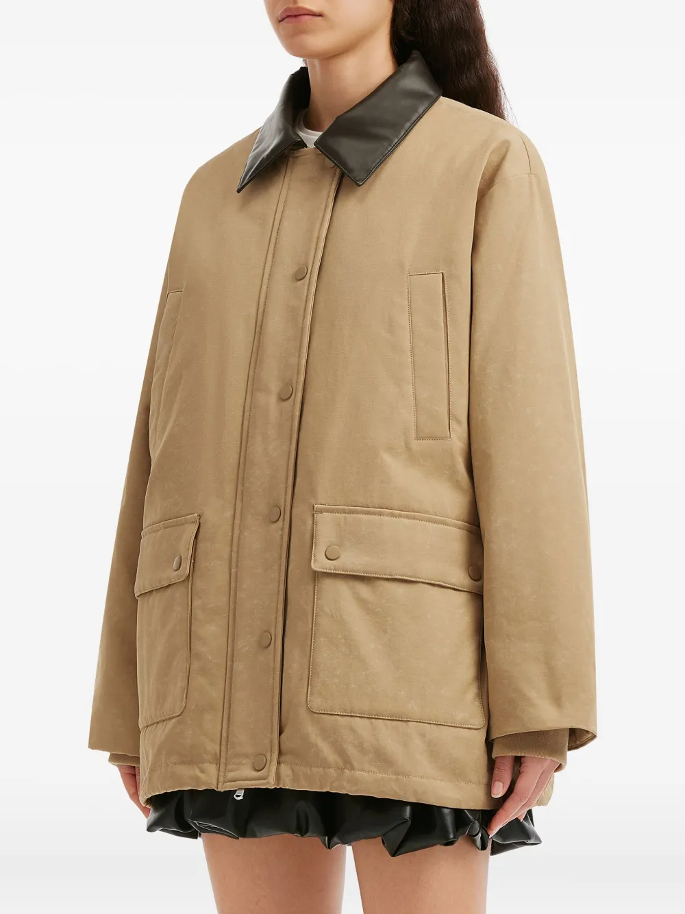 B+ab Collared Front-pockets Jacket In Neutral
