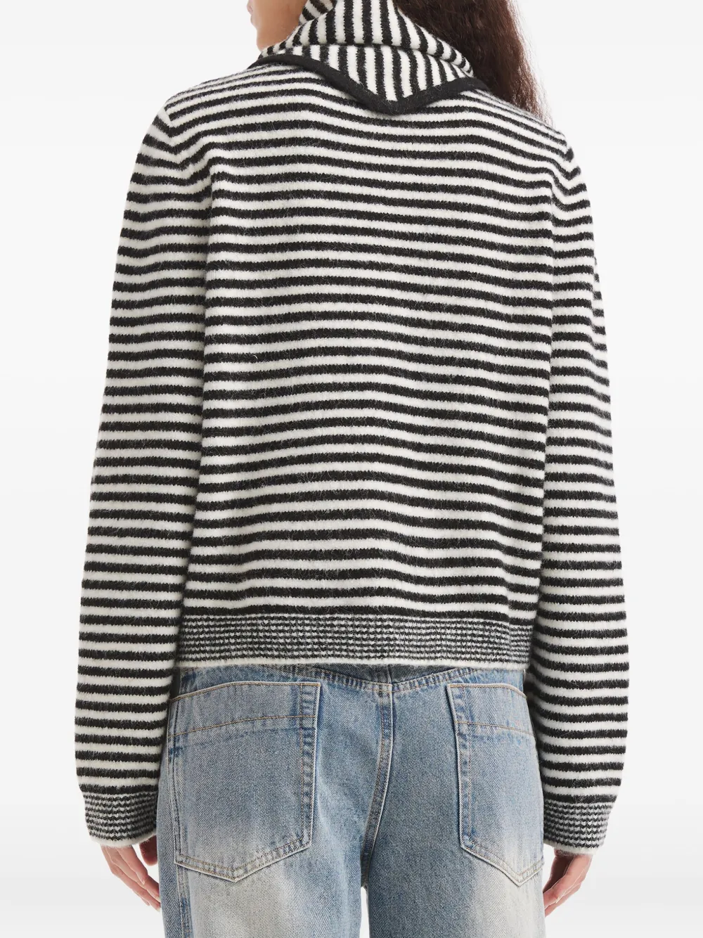 Tout A Coup Striped Buttoned Cardigan In Gray