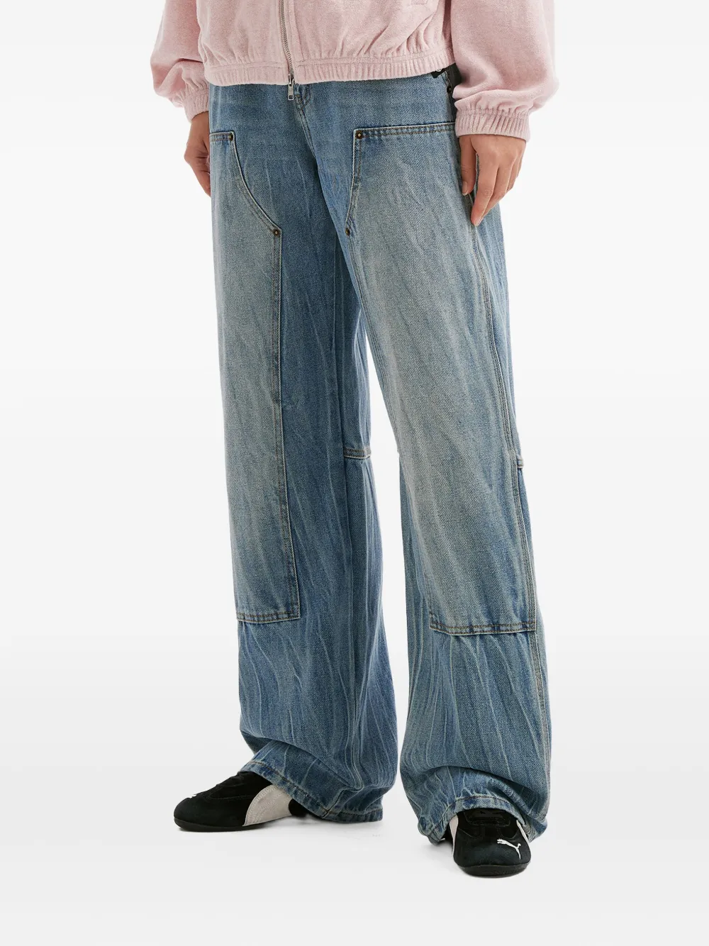  Mini Cream Panelled Jeans - Blue 