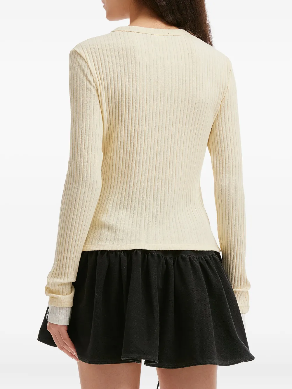 Mini Cream Buttoned Ribbed Cardigan In Neutral