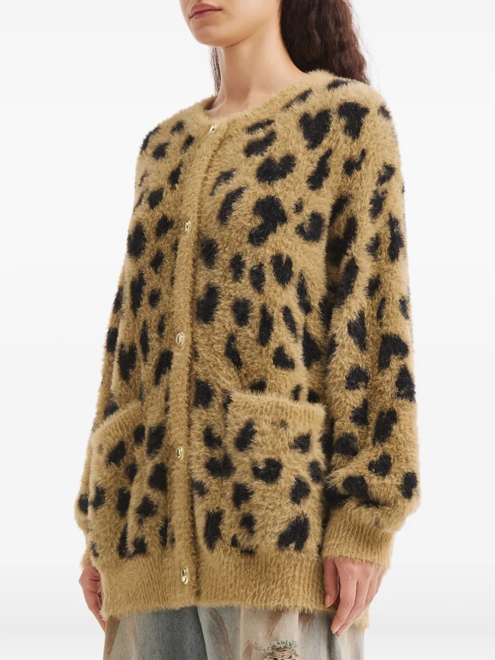Tout A Coup Button-fastening Leopard-pattern Cardigan In Brown