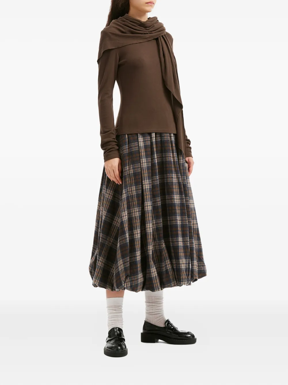 B+ab draped long-sleeve blouse - Bruin