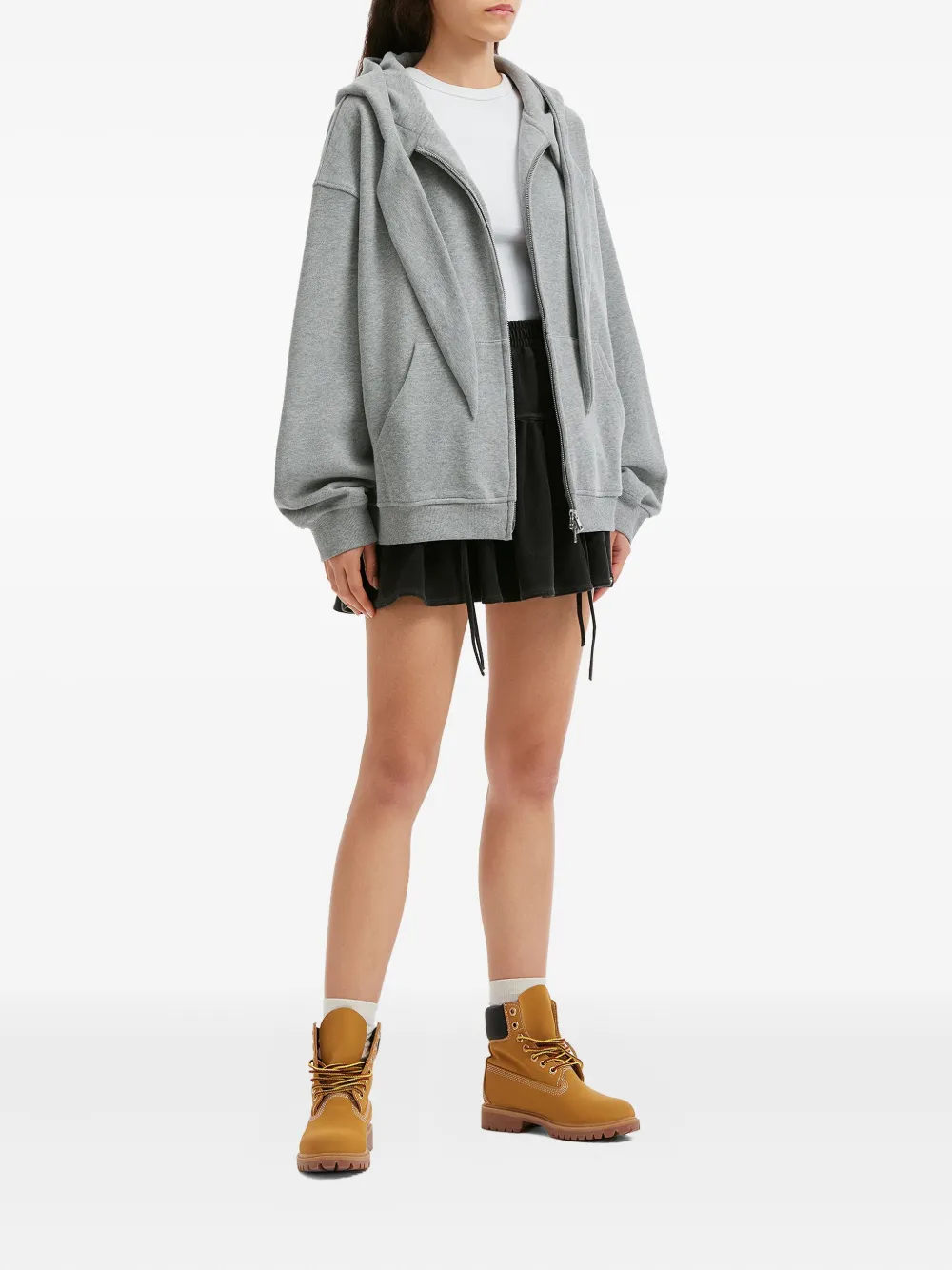 Mini Cream zip-fastening hoodie - Grijs