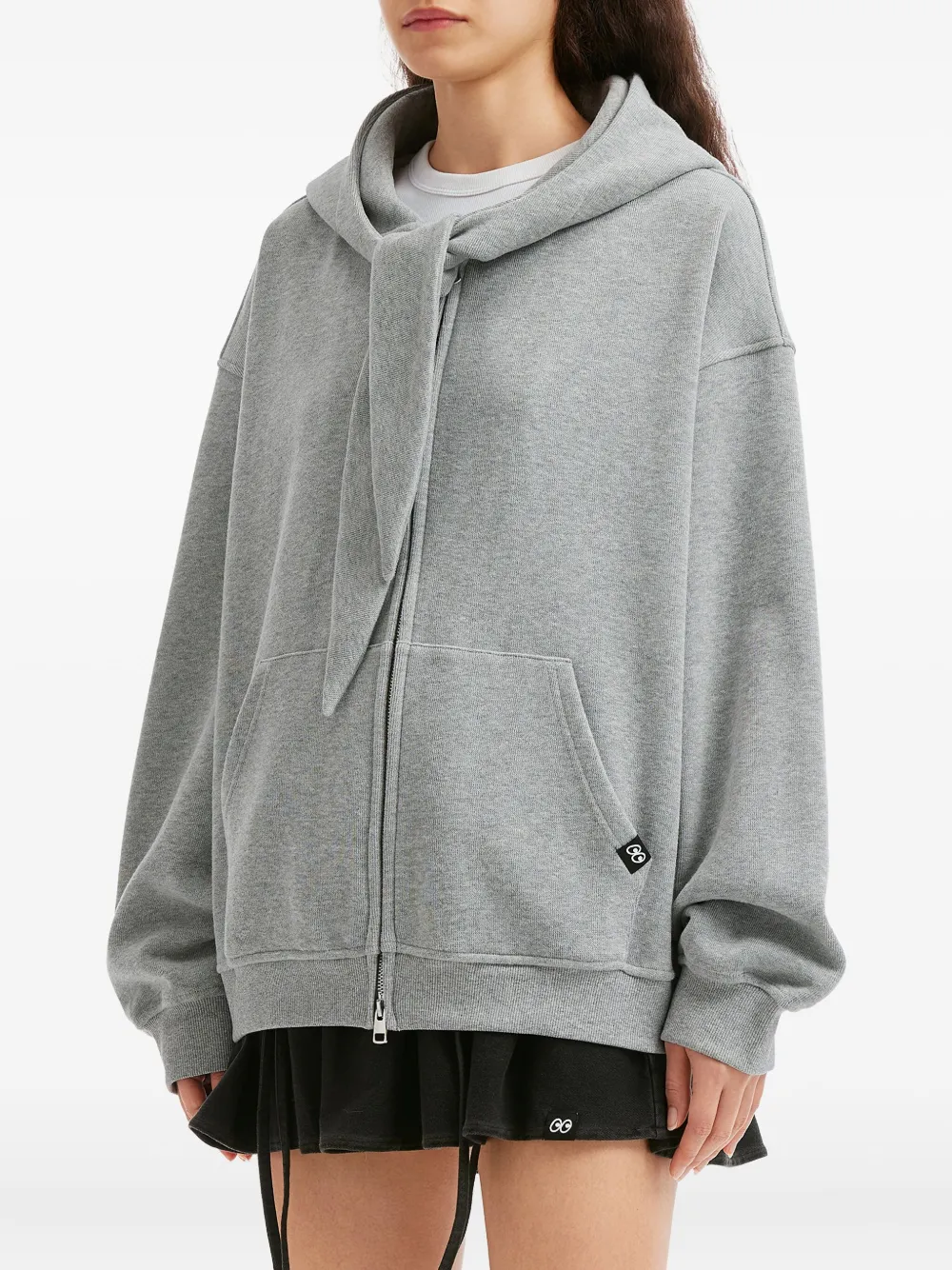 Mini Cream Zip-fastening Hoodie In Gray