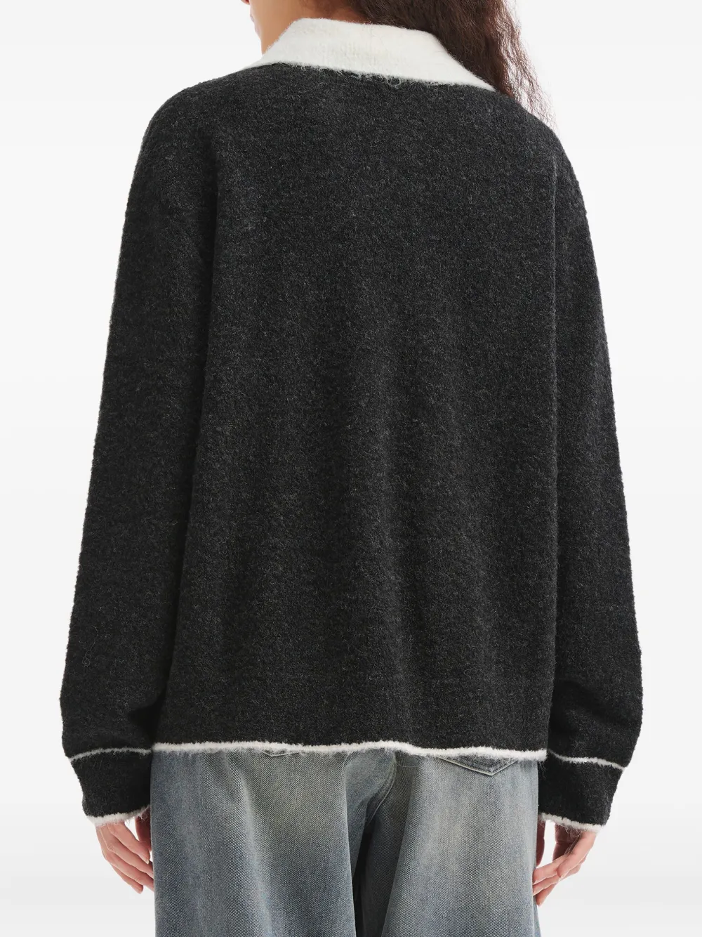 Tout A Coup Collared Patch-pockets Cardigan In Gray