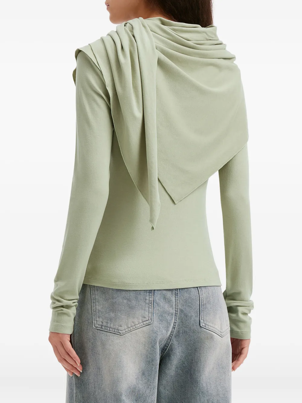 B+ab Scarf-neck Long-sleeve Top In Green
