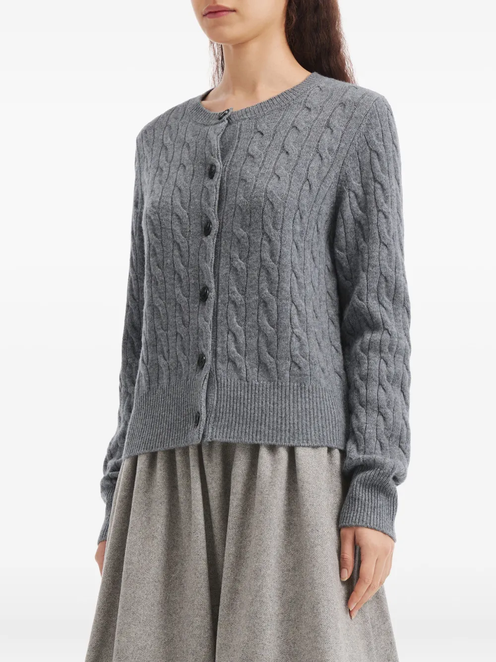 b+ab Kabelgebreid vest met knopen Grijs