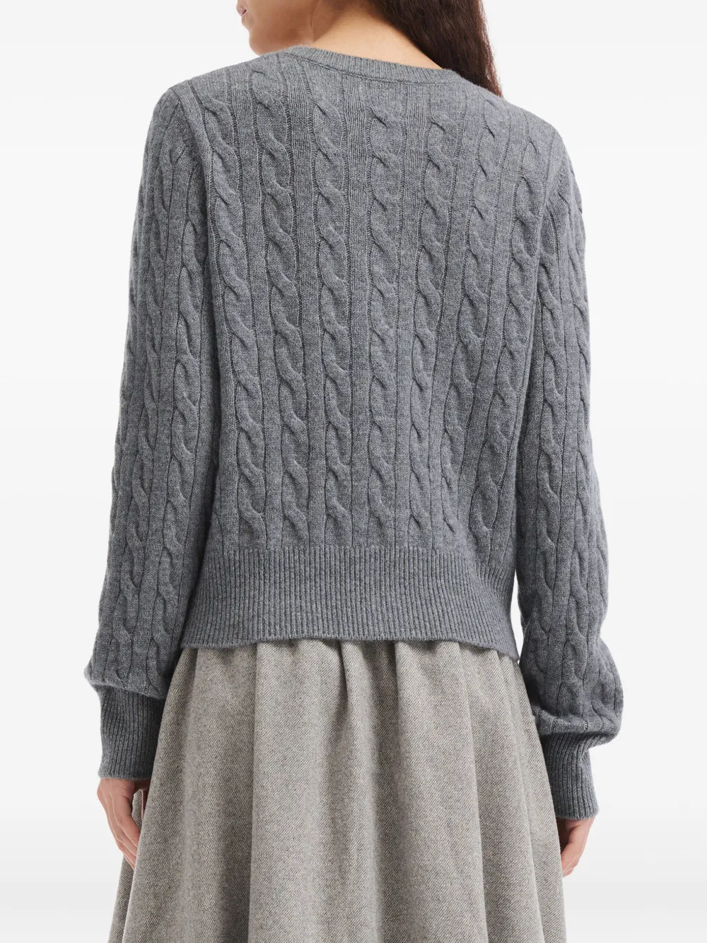 b+ab Kabelgebreid vest met knopen Grijs