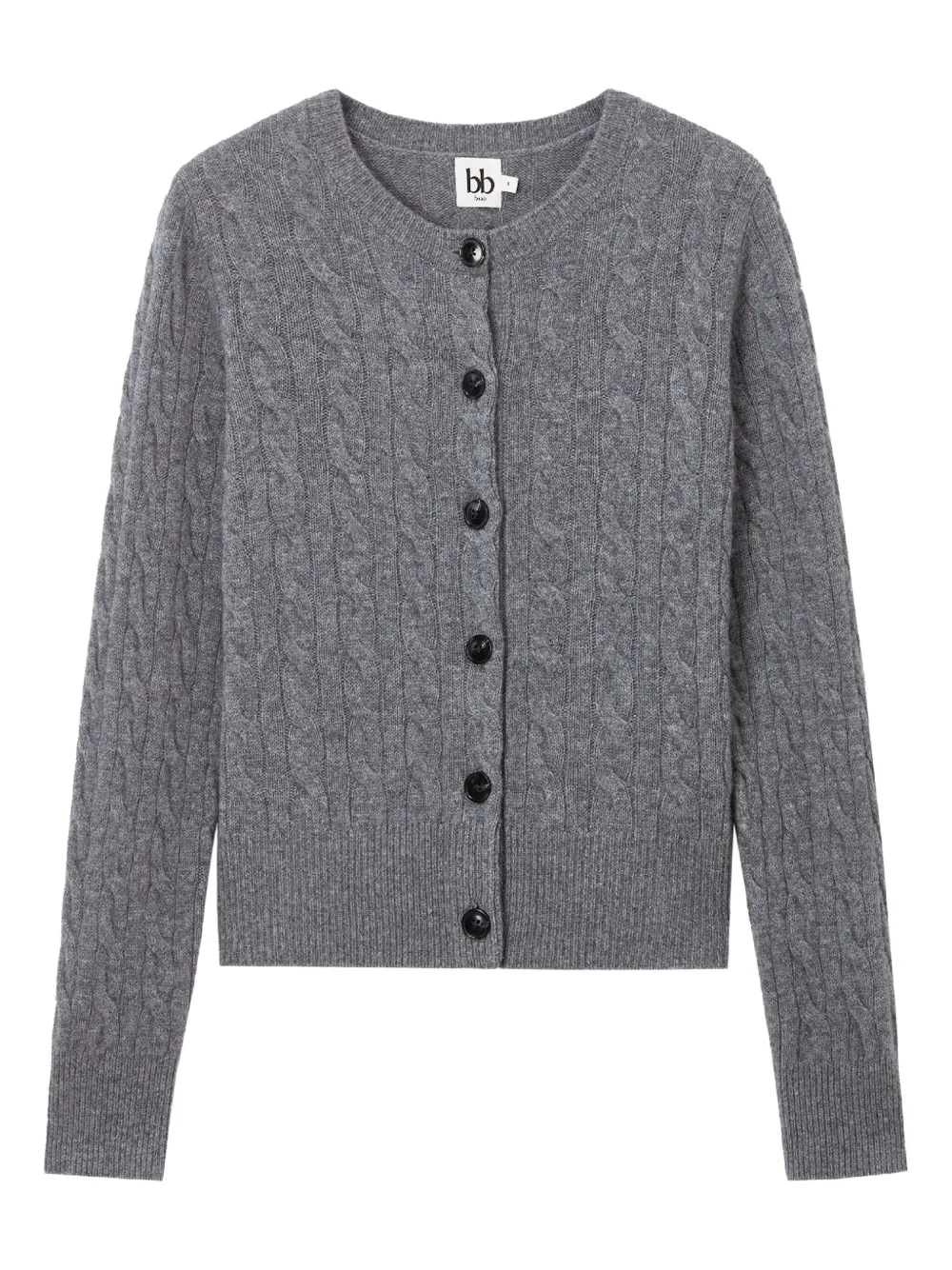 B+ab Cable-knit Buttoned Cardigan In Gray