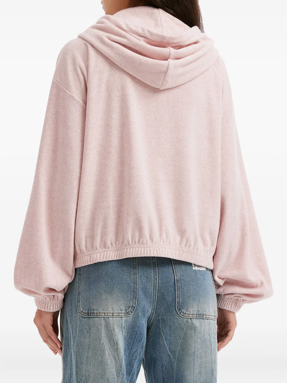 Mini Cream Ruffled-detail Zip-fastening Hoodie In Pink