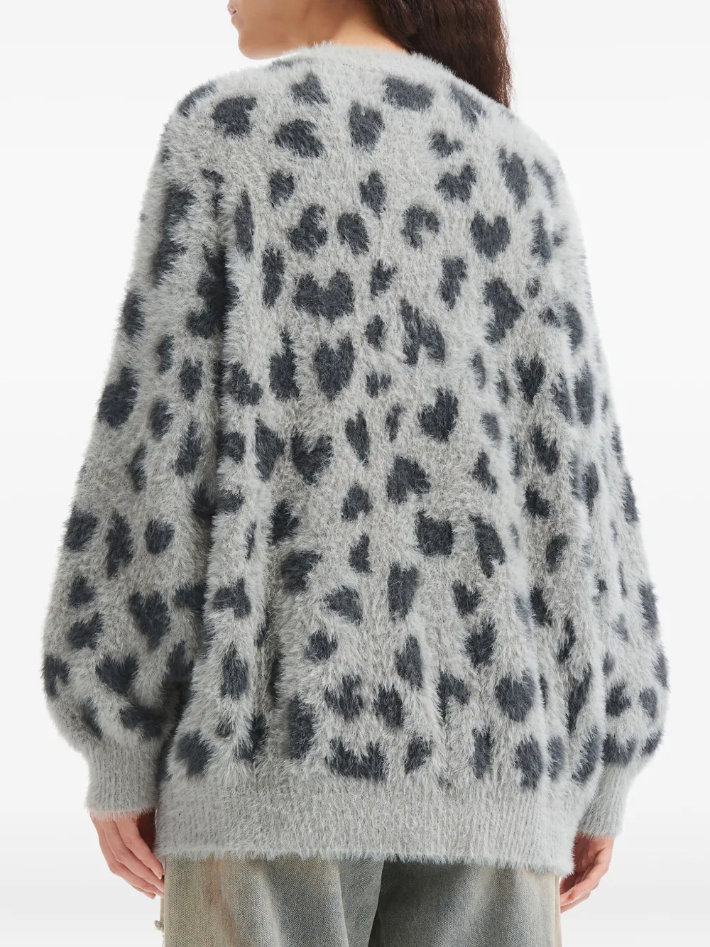 Tout A Coup Animal-pattern Pocket Cardigan In Gray
