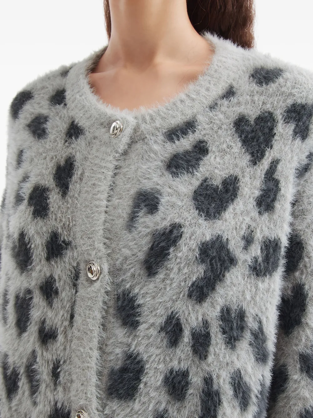 Tout A Coup Animal-pattern Pocket Cardigan In Gray