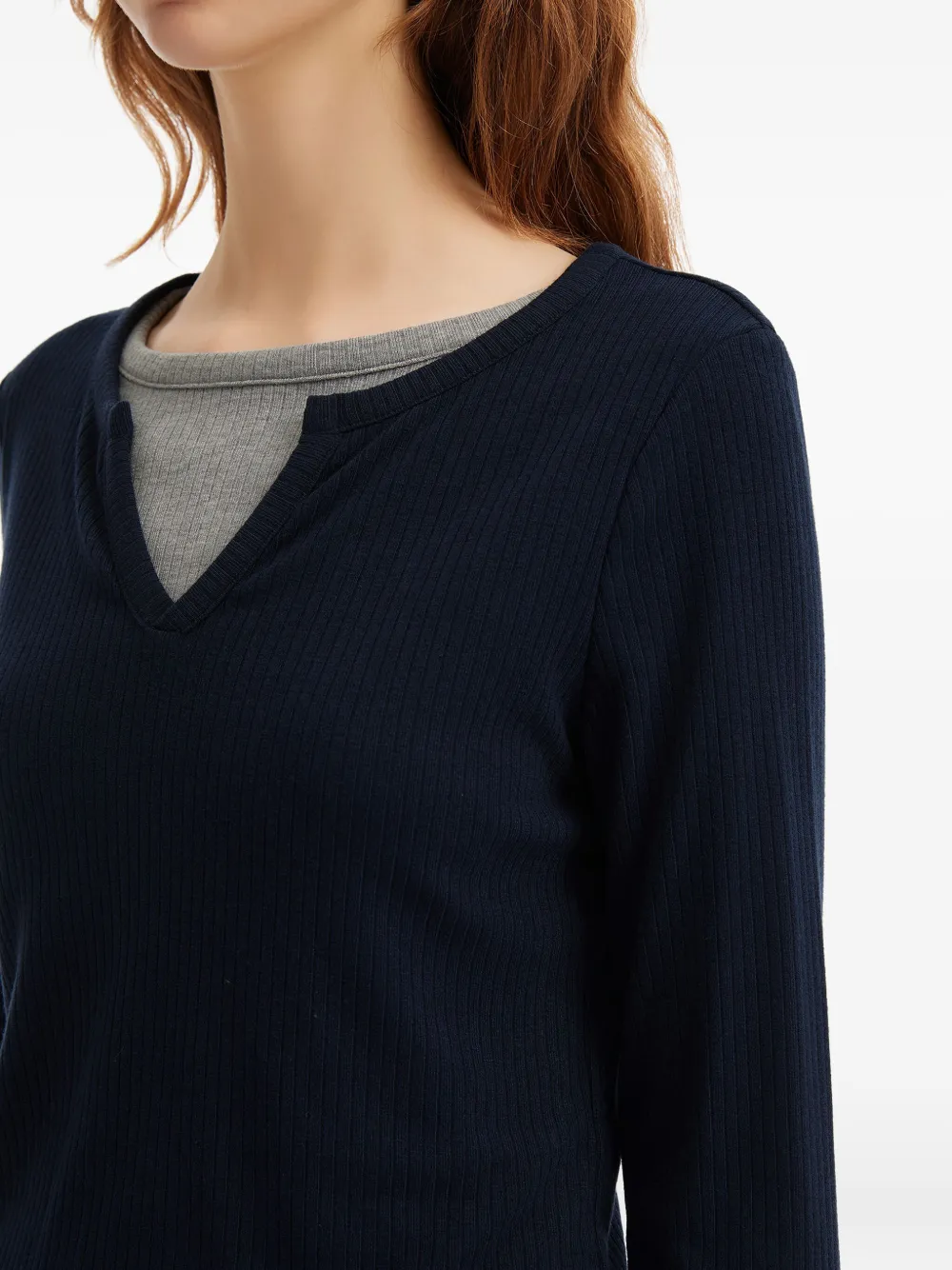 Tout A Coup Ribbed Top In Blue