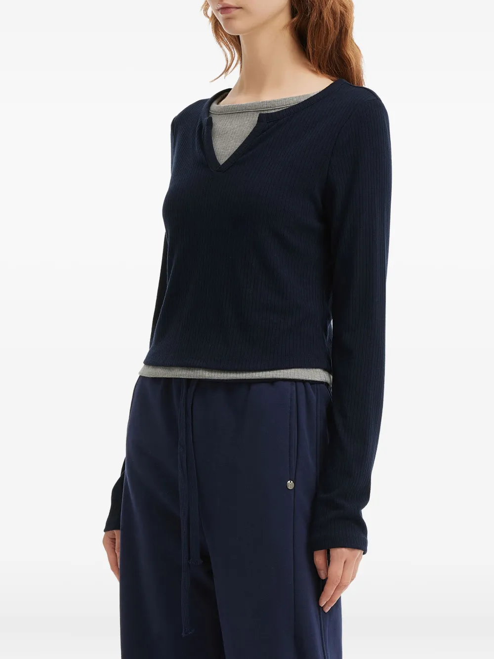 Tout A Coup Ribbed Top In Blue