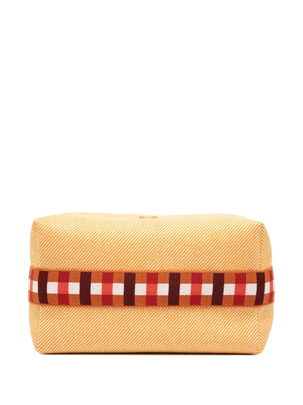 Pre-owned Hermes 2010-2025 Large Wool Bride A Brac Au Carre Case Vanity Bag In Orange