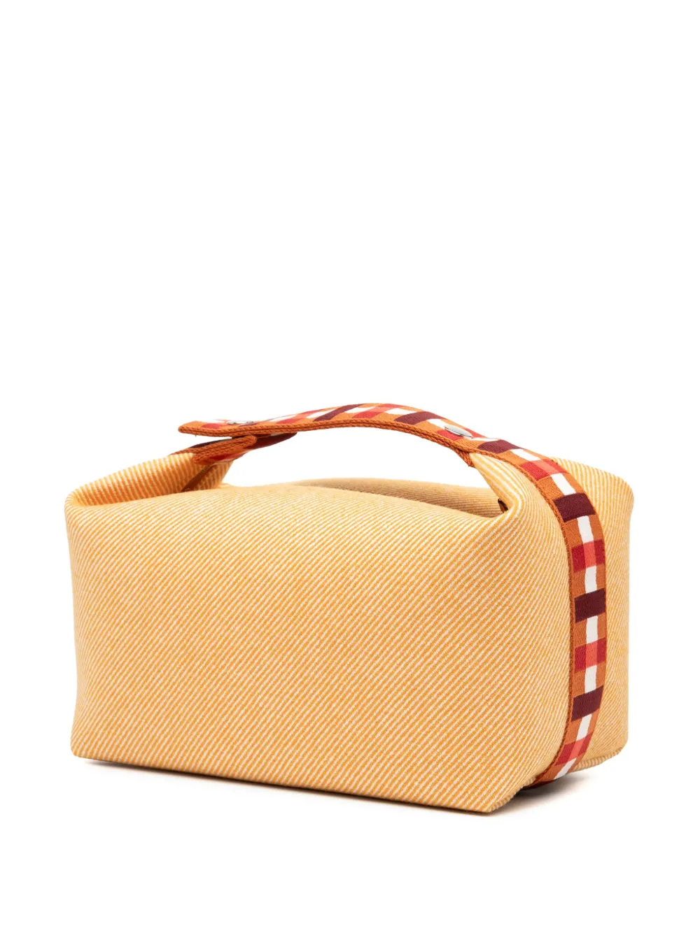 Pre-owned Hermes 2010-2025 Large Wool Bride A Brac Au Carre Case Vanity Bag In Orange