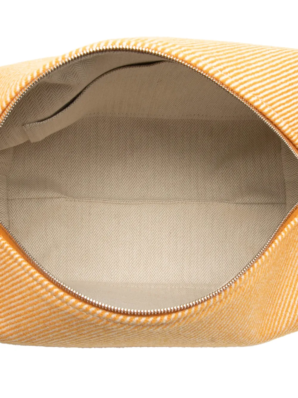 Pre-owned Hermes 2010-2025 Large Wool Bride A Brac Au Carre Case Vanity Bag In Orange