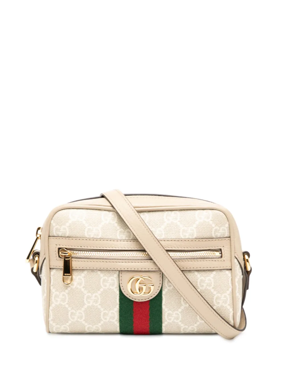 Gucci Pre-Owned 2016-2025 ミニ GGスプリーム ウェブ オフィディア ショルダーバッグ - ブラウン