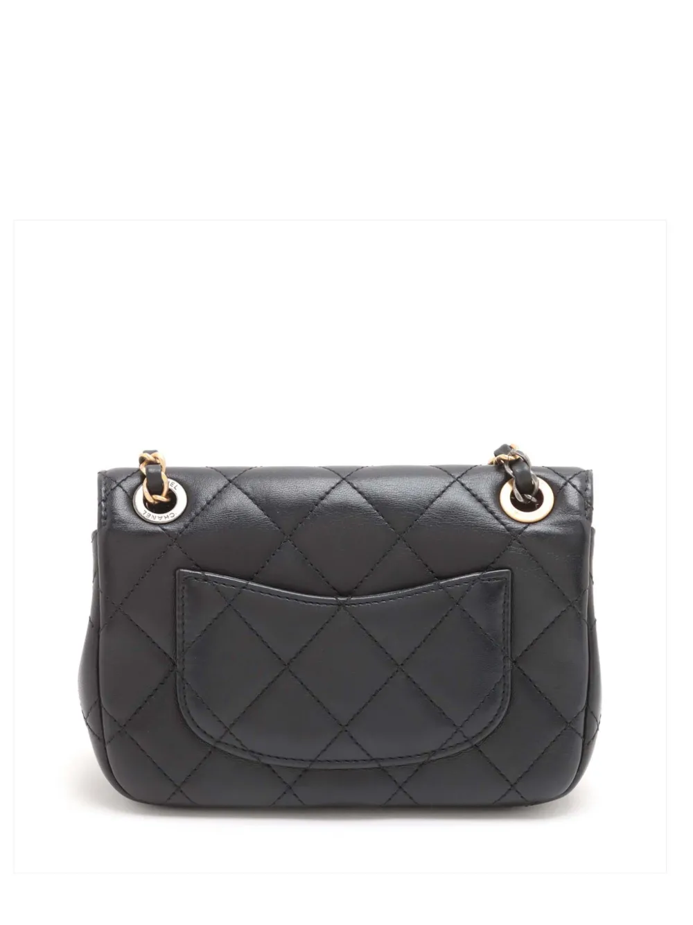 Pre-owned Chanel 2021-2025 Mini Quilted Lambskin Coco Clips Flap Crossbody Bag In Black