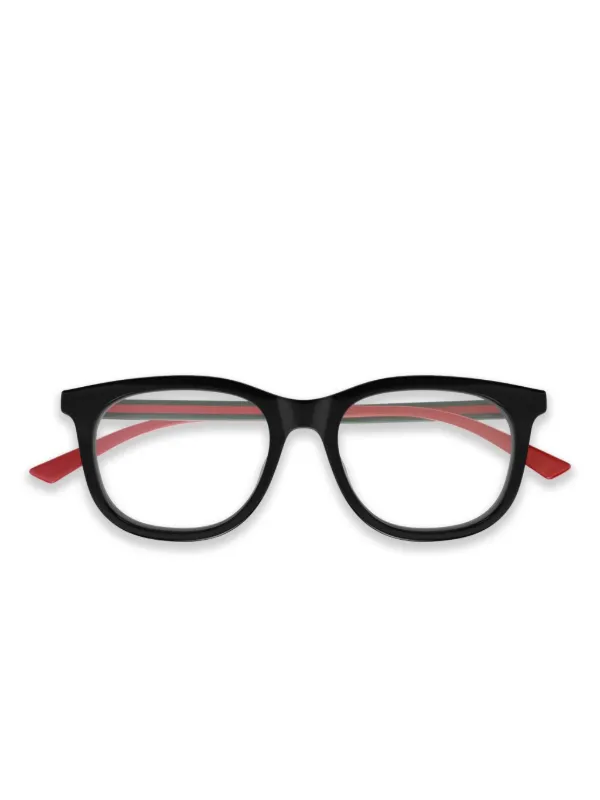 GUCCI メガネ フレーム ブラック×レッド Gucci Eyewear ストライプメガネフレーム | ブラック | FARFETCH JP