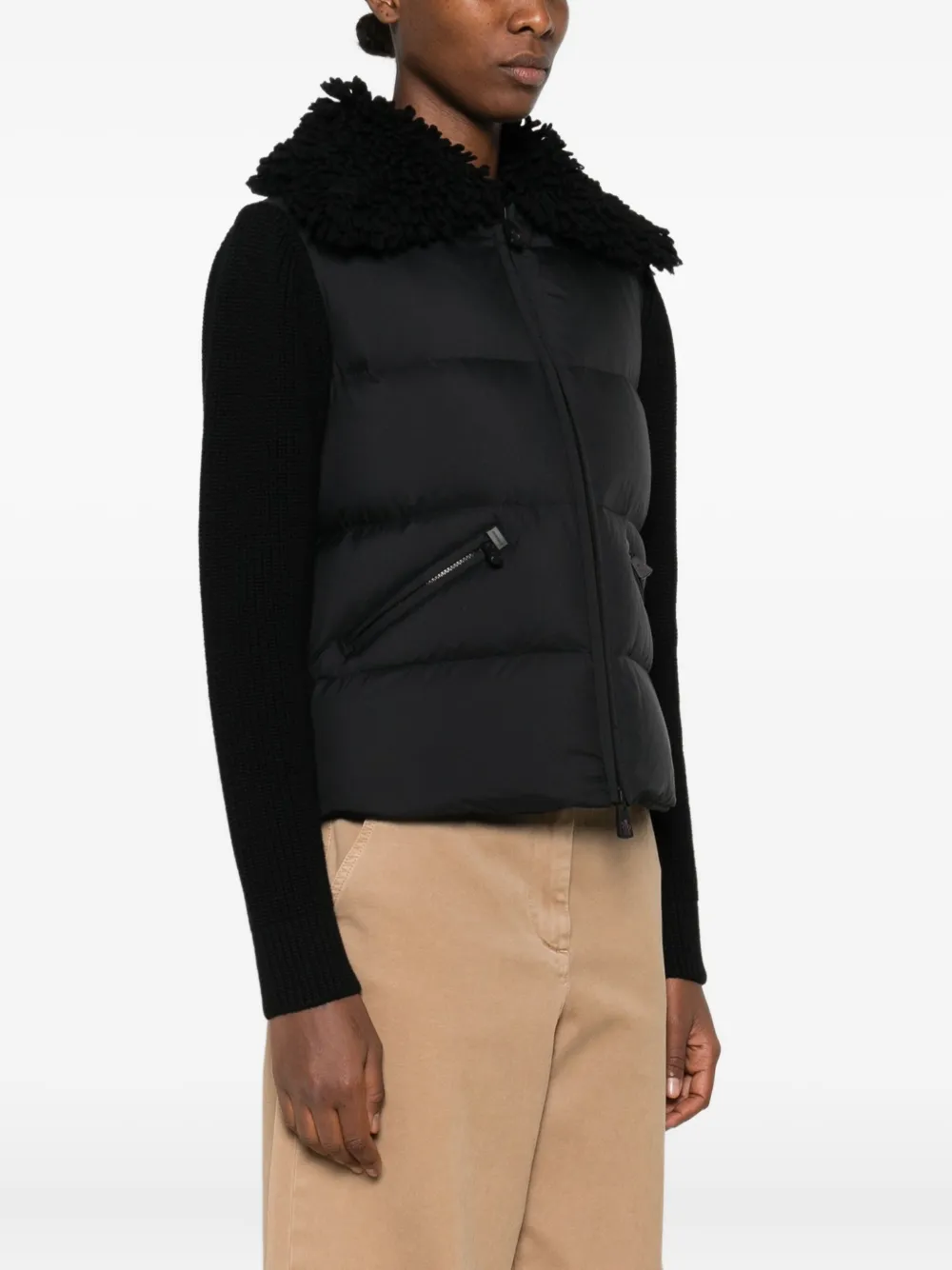 Moncler Padded Zip-up Jacket In Black