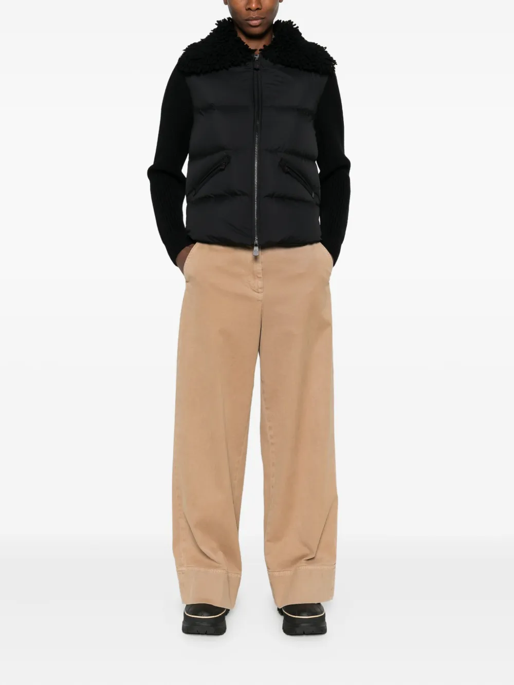 Moncler Padded Zip-up Jacket In Black