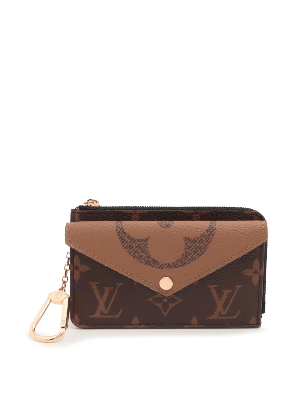 Pre-owned Louis Vuitton 2021-2025 Monogram Reverse Recto Verso Card Holder In Brown